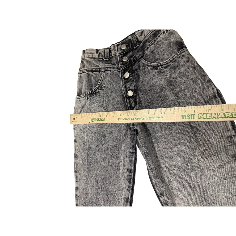 Rare Los Questa Vintage High Waisted Acid Wash Mom Jeans Grey Black Button Fly - Picture 11 of 11
